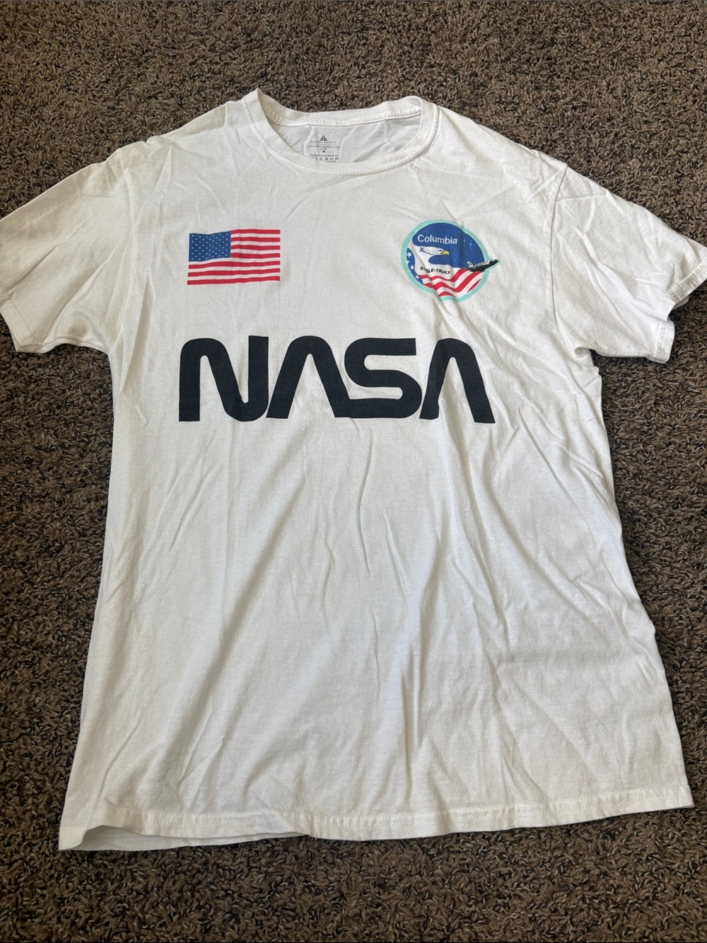 PacSun White NASA Graphic Tee with Flags